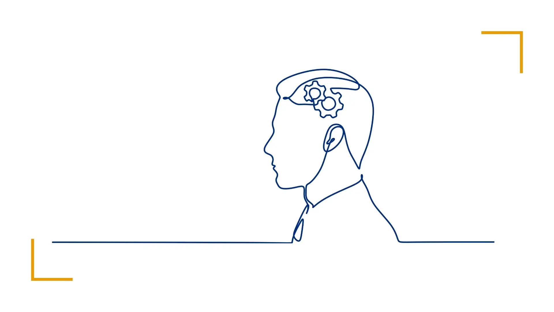 Outline of man's head with brain gears