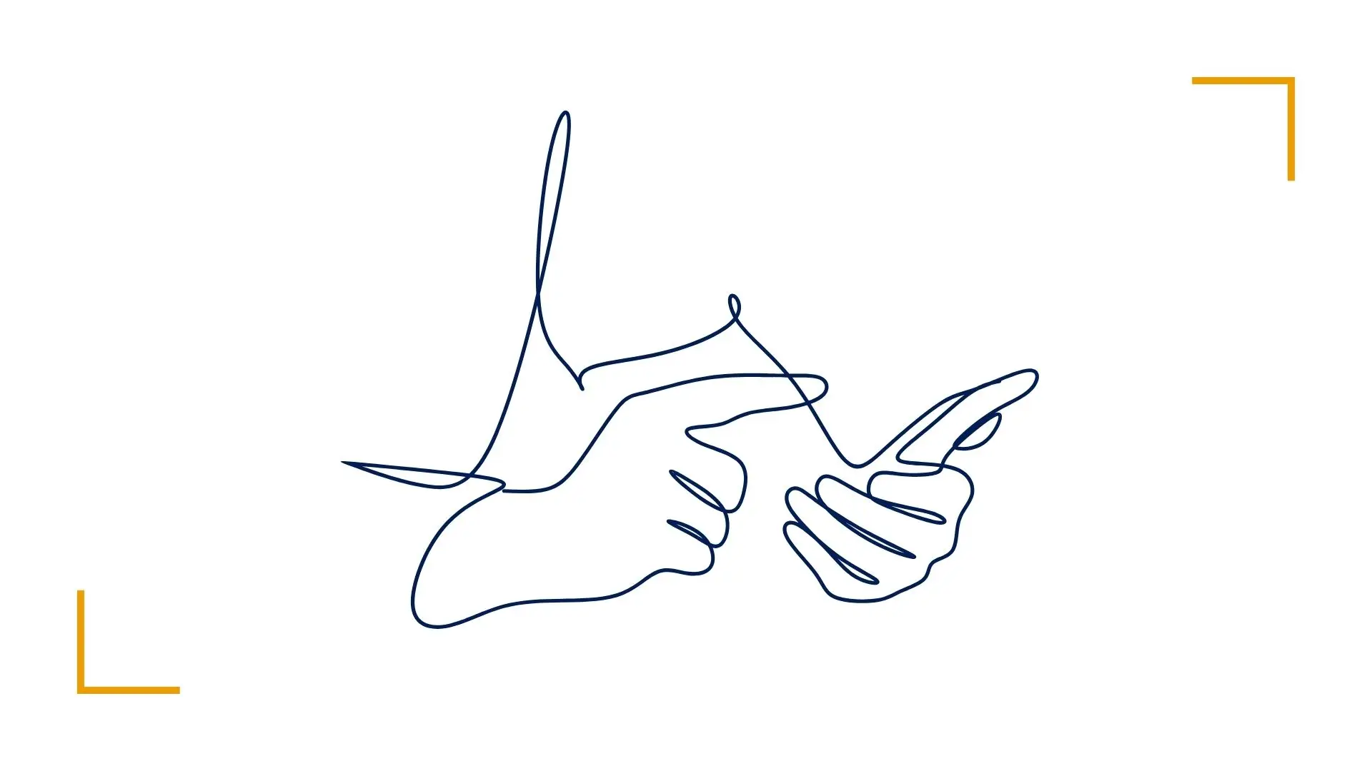 Continuous line drawing of hands and smartphone.