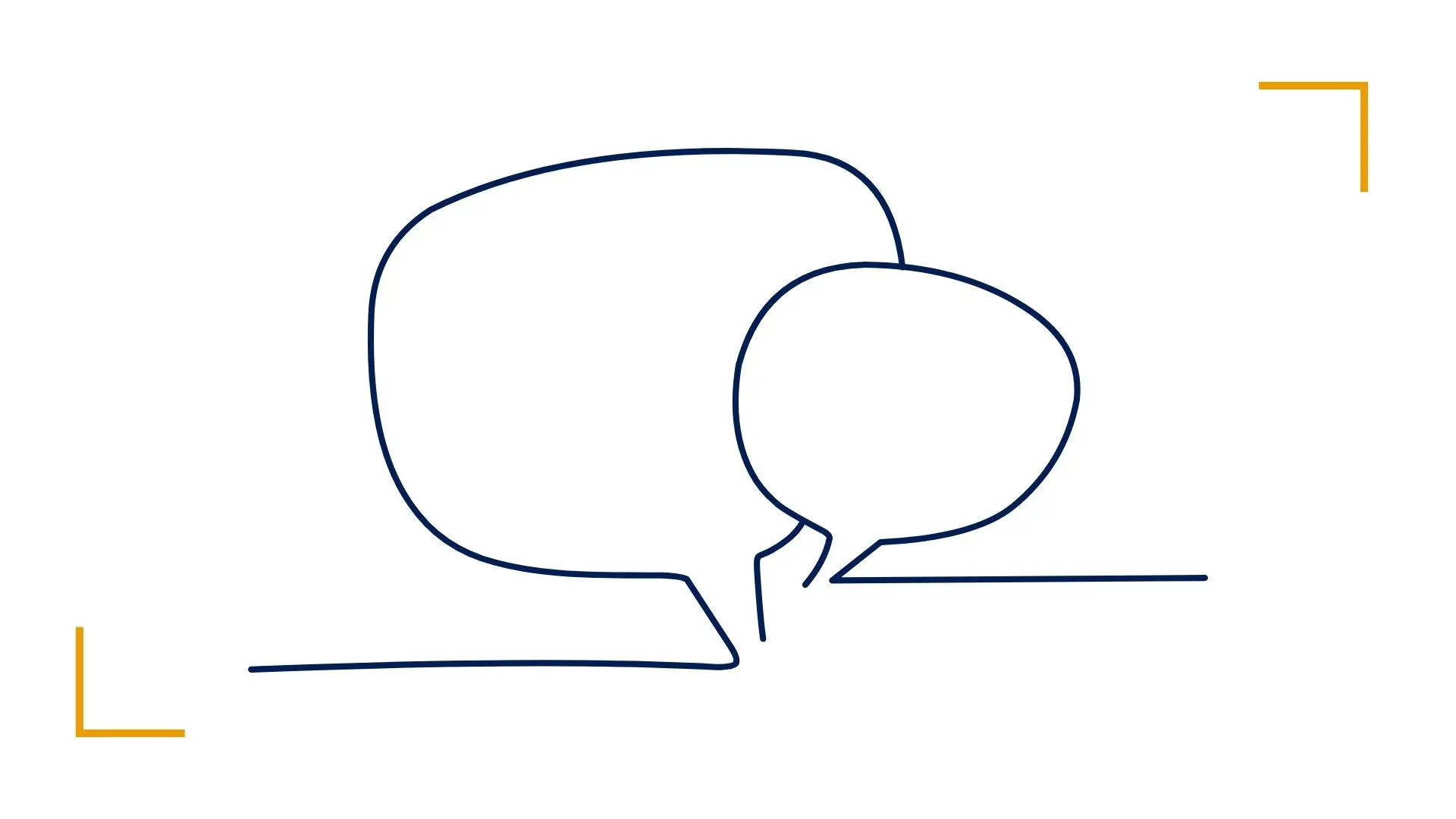 Minimalist line drawing of speech bubbles