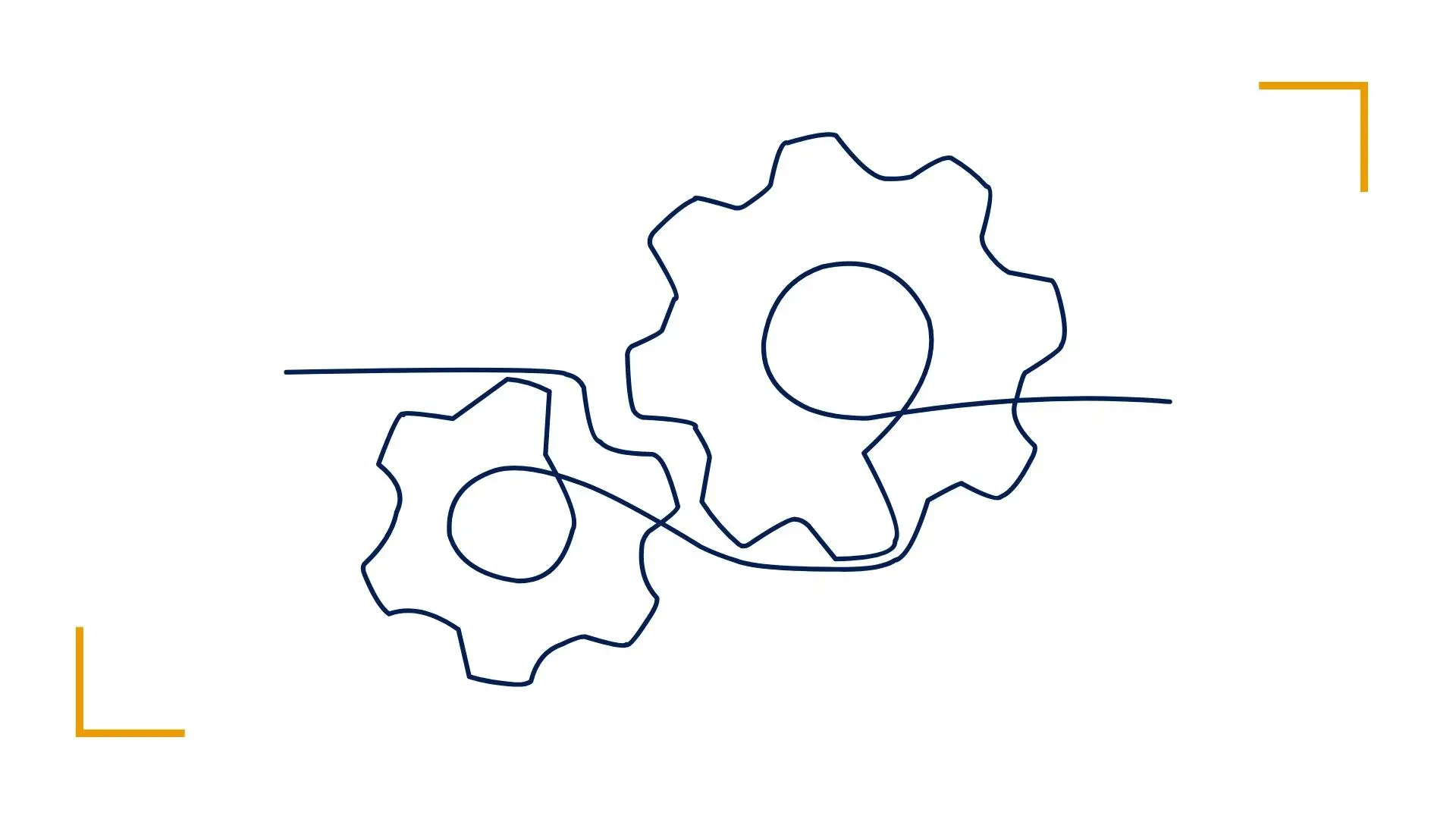 Illustration of two interconnected gears on white background.