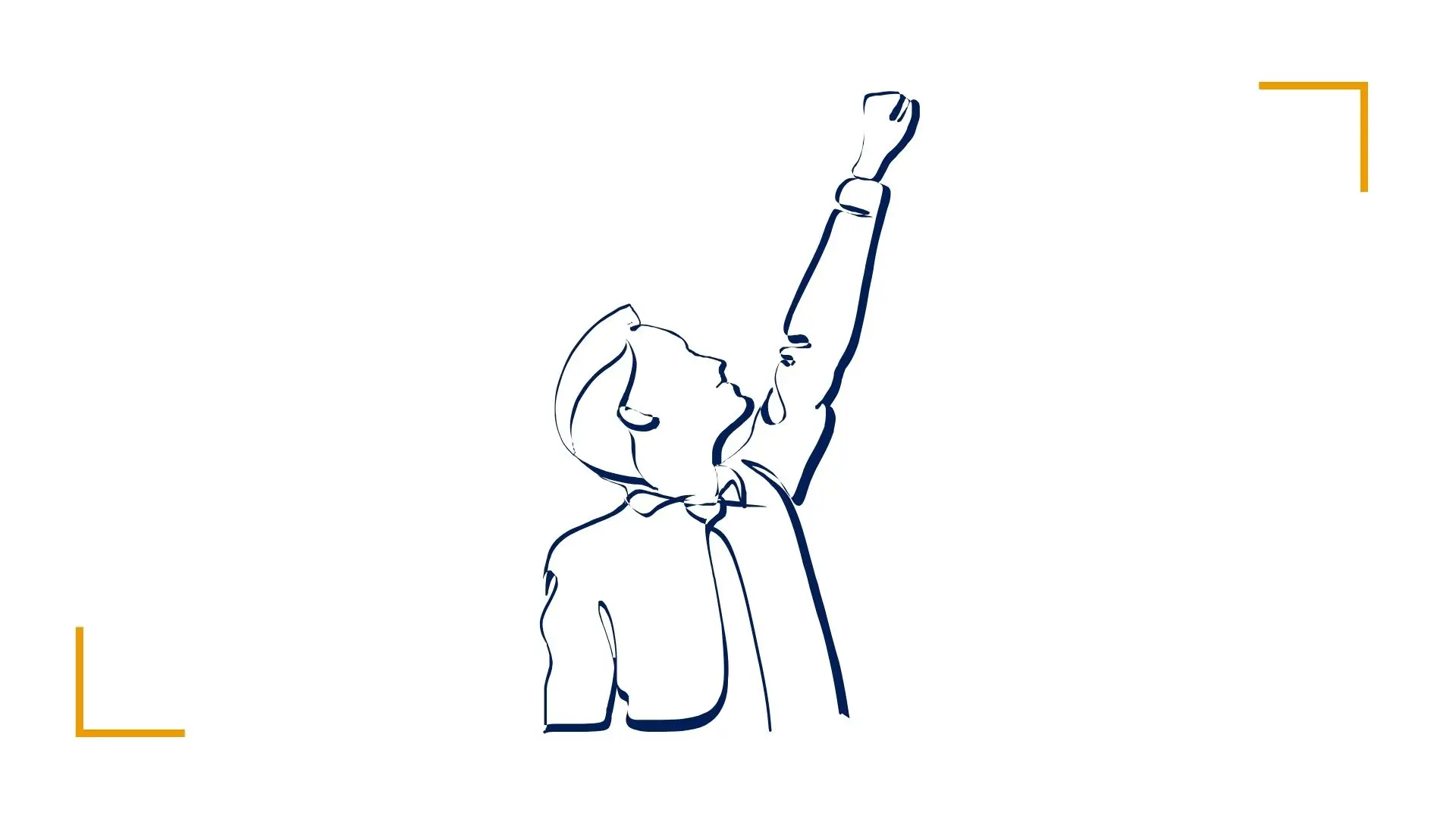 Illustration of person raising fist in victory.