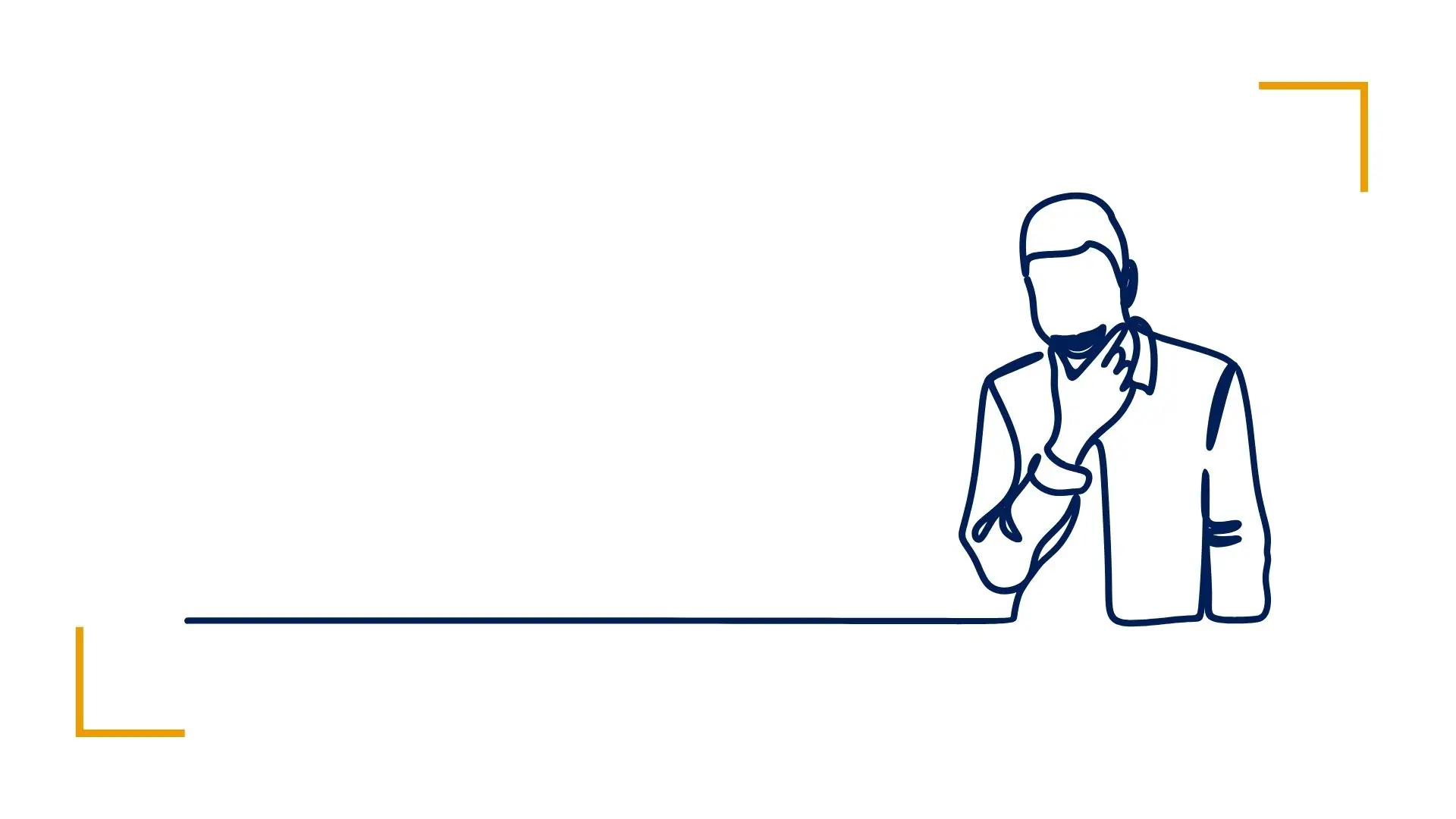 Continuous line drawing of thoughtful person.