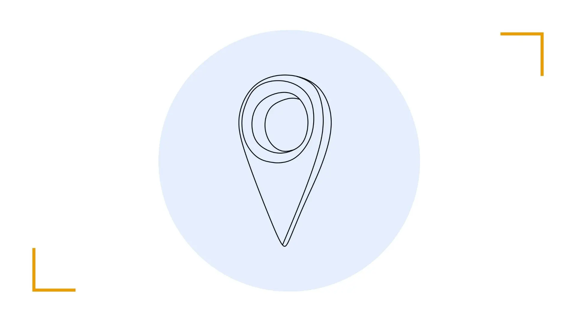 Minimal location pin icon on blue circle background.