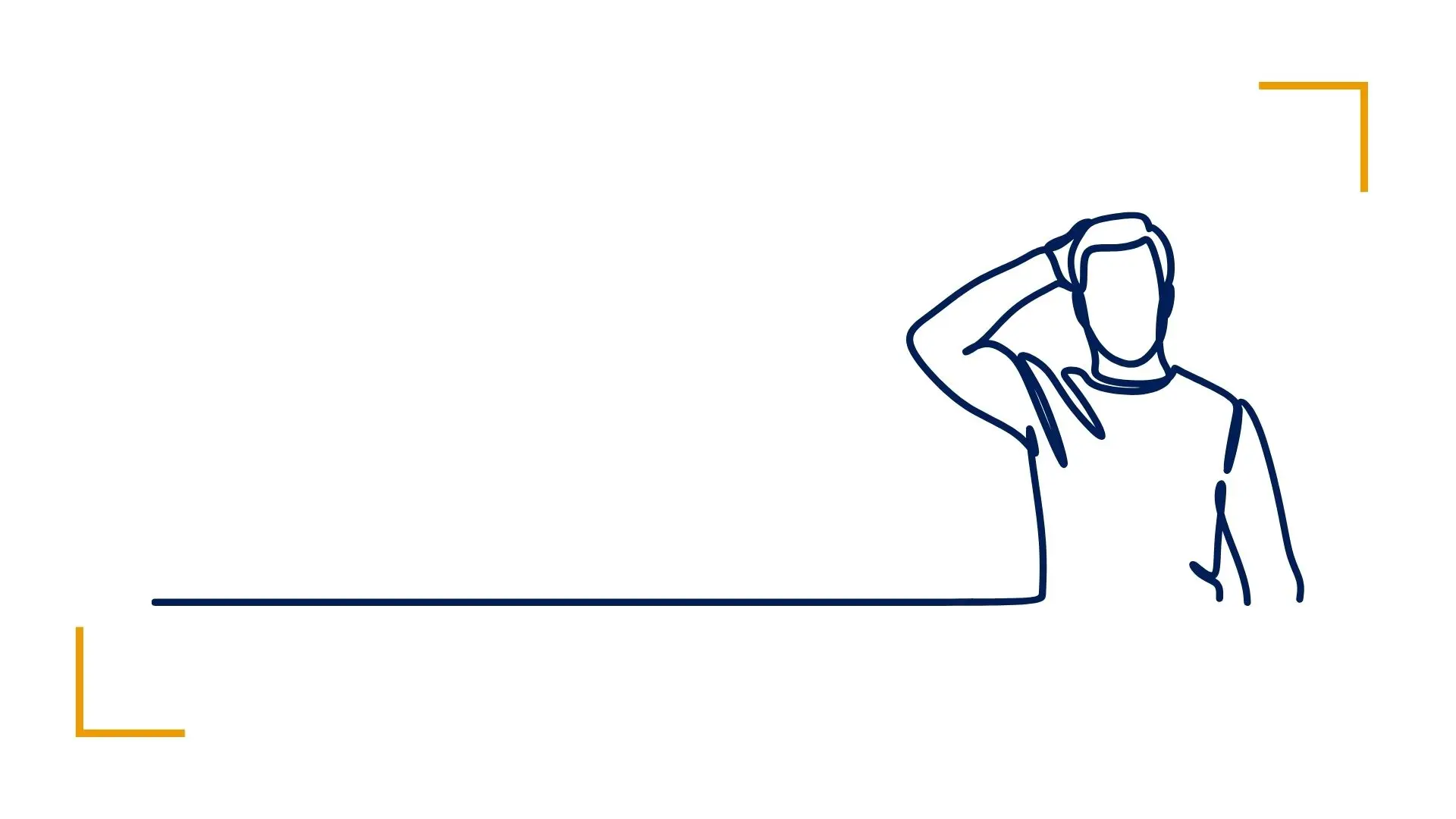 Line art of confused person holding head