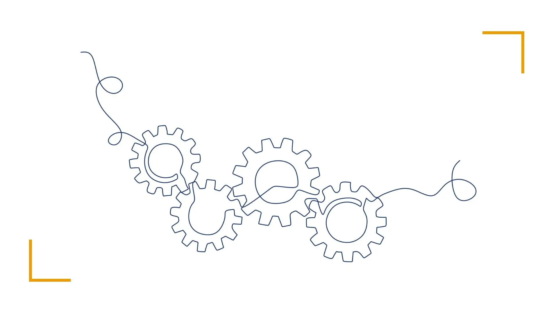 Continuous line drawing of interconnected gears