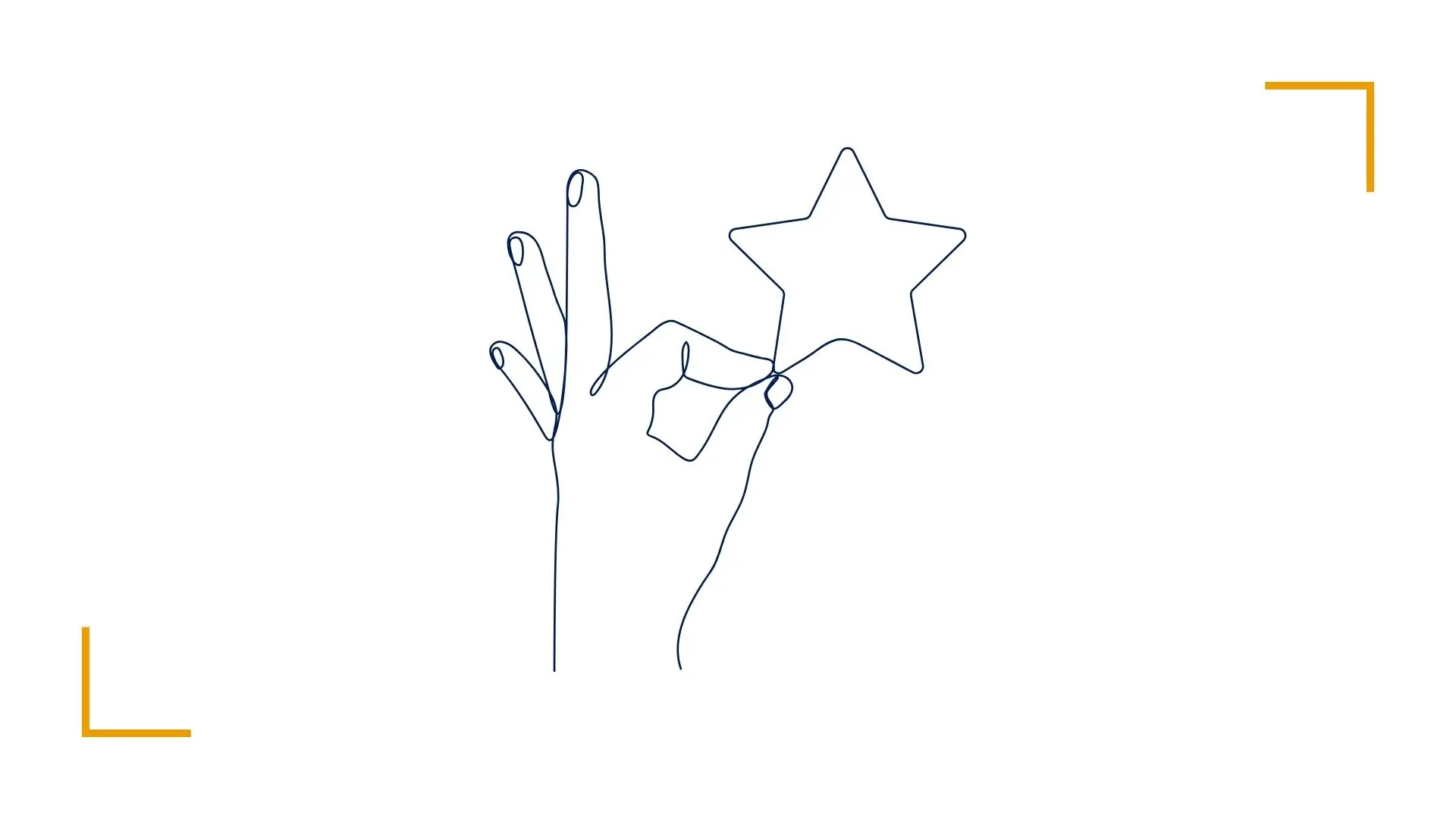 One-line drawing: hand holding a star outline.