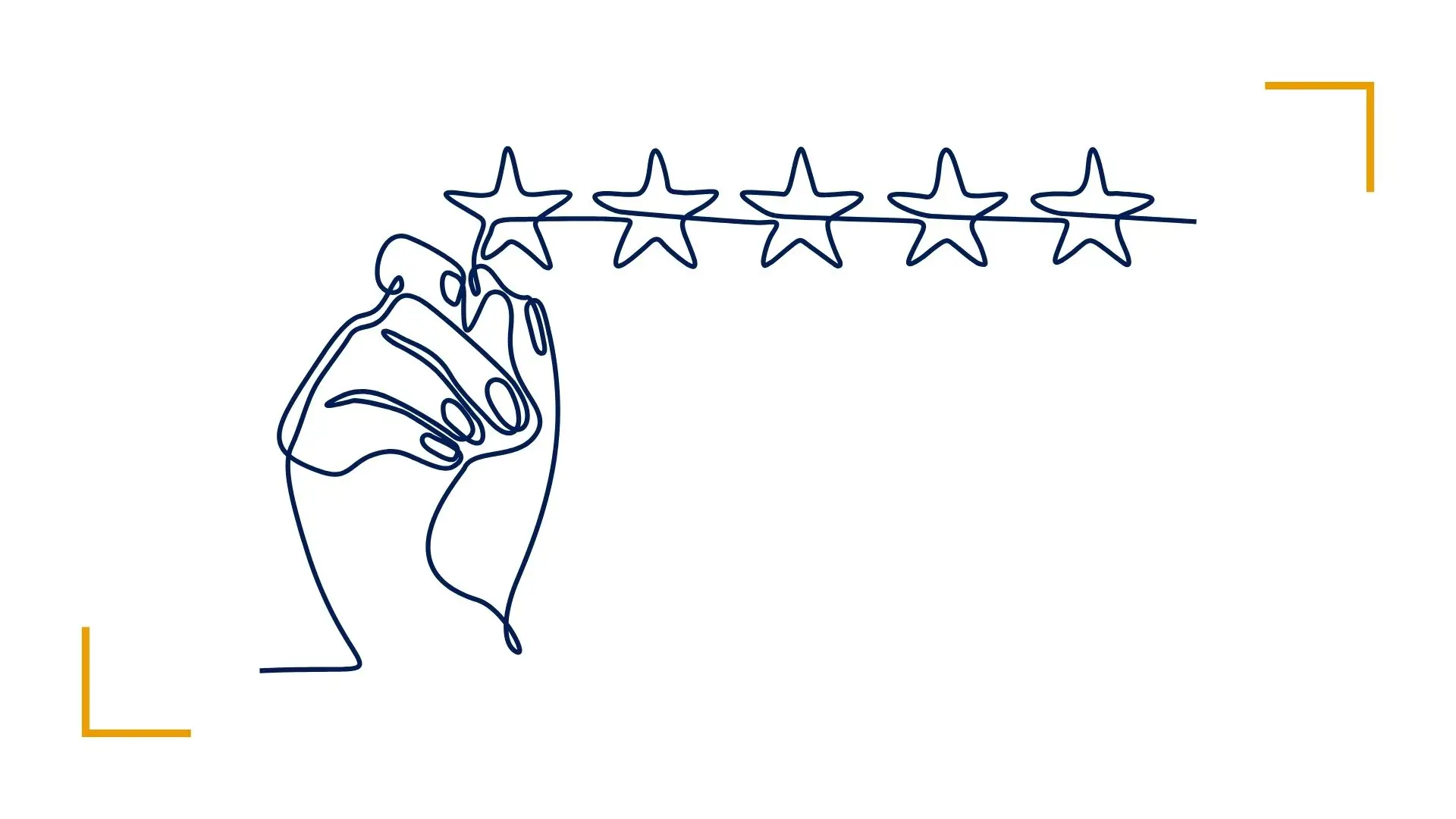 Hand touching five stars rating line art