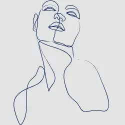Minimalistic face line drawing on white background.