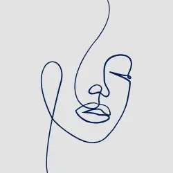Minimalist one-line drawing of a face