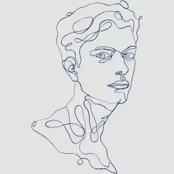 Continuous line drawing of a person's face