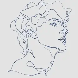 Abstract line drawing of a person's profile face.